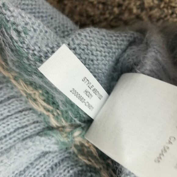 2021 J Crew Sweater Fair Isle Wool Alpaca Puff Sleeve Raglan Blue Womens Large - Picture 6 of 9